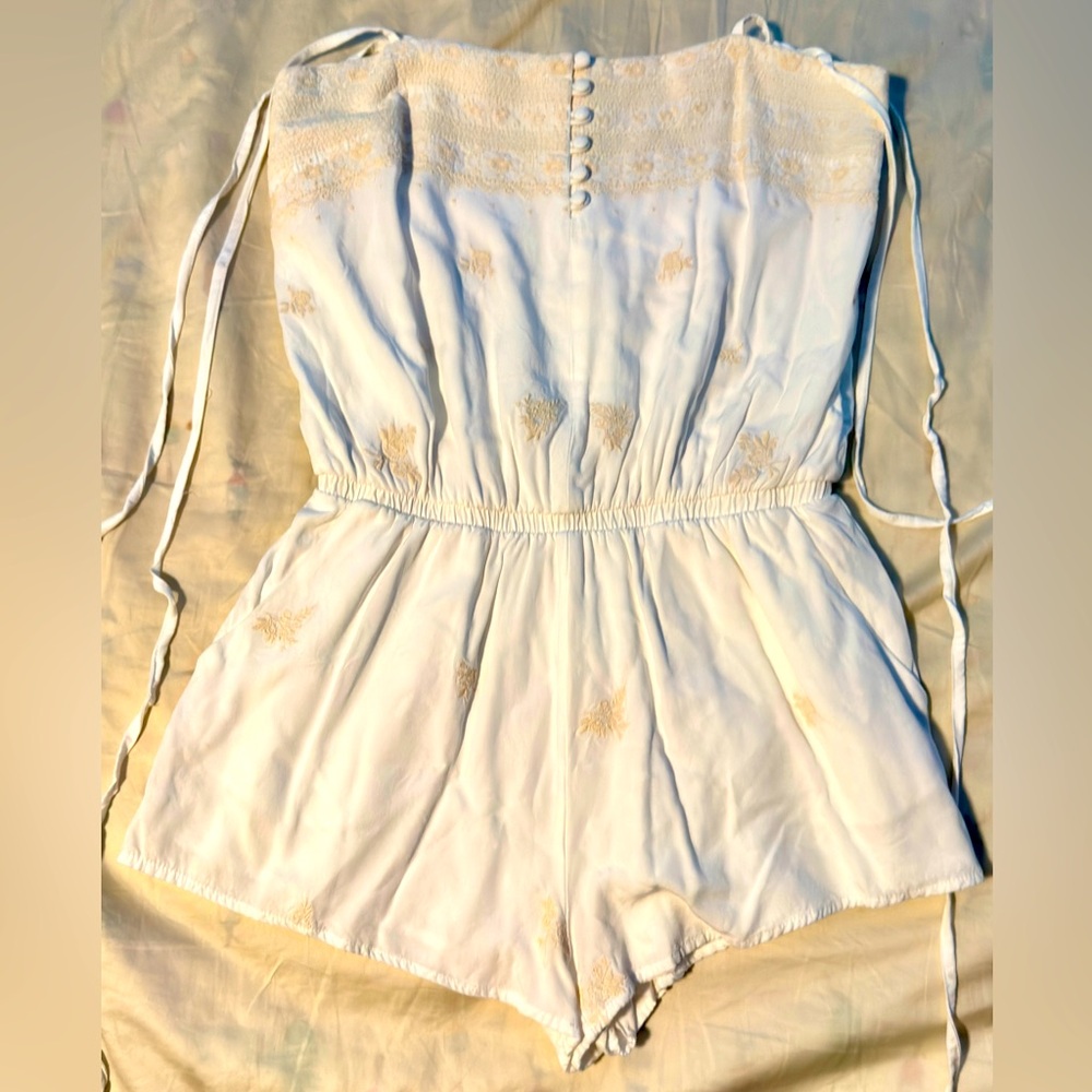 Spiritual Gangster White Embroidered Lace Romper XS